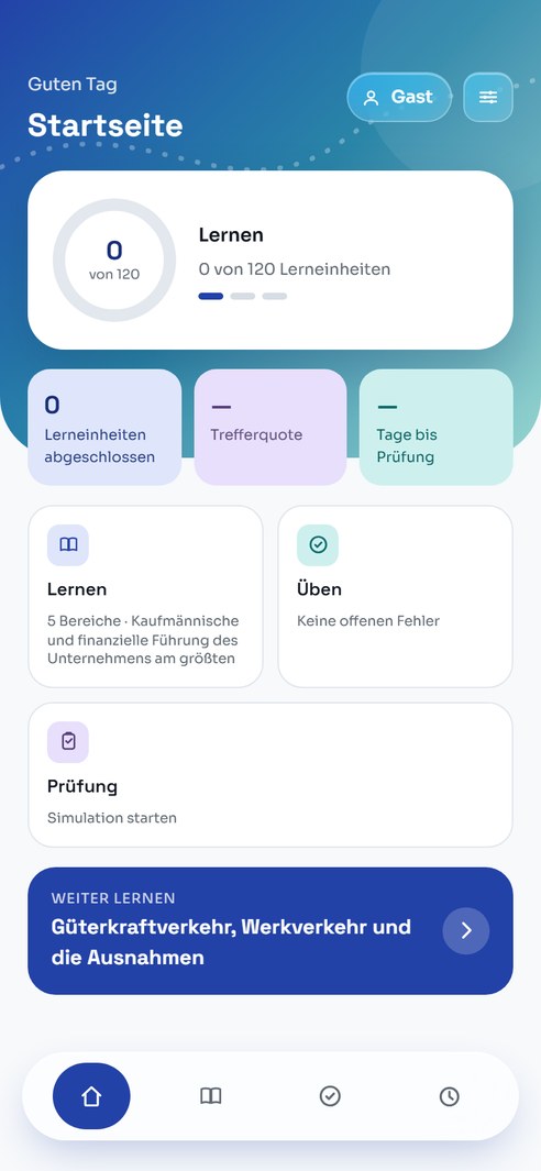 Startseite der App