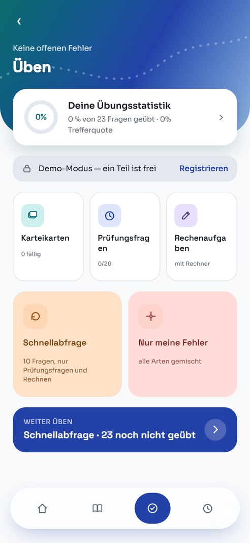 Übungsbereich der App
